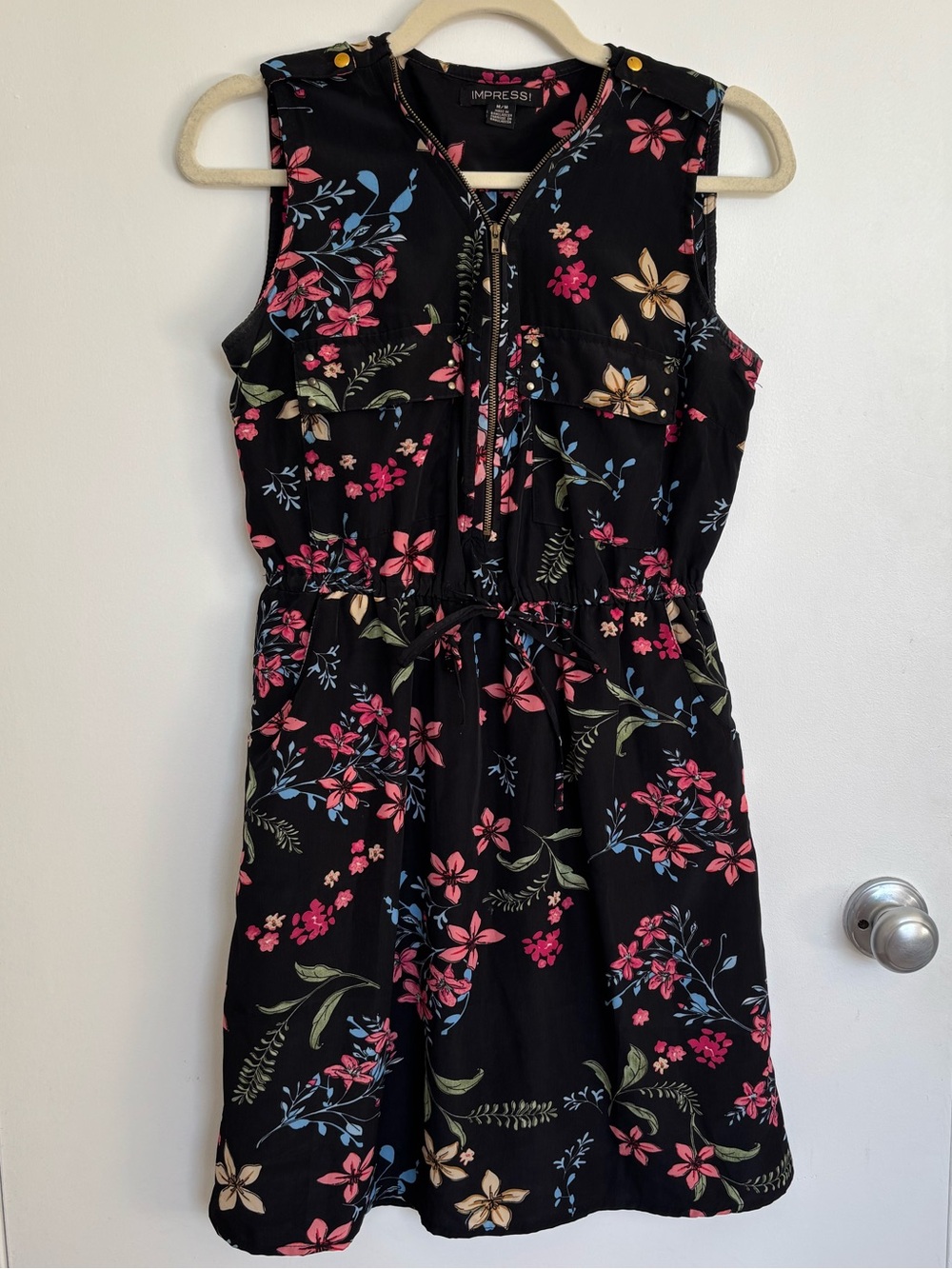 imPRESS Black Floral Sleeveless Zip-Front Dress